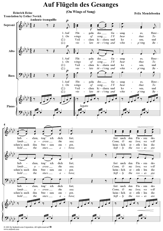 On Wings of Song (Auf Flügeln des Gesanges)