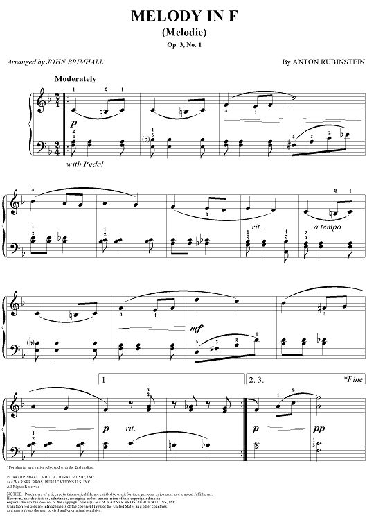 Melody In F, Op. 3, No. 1