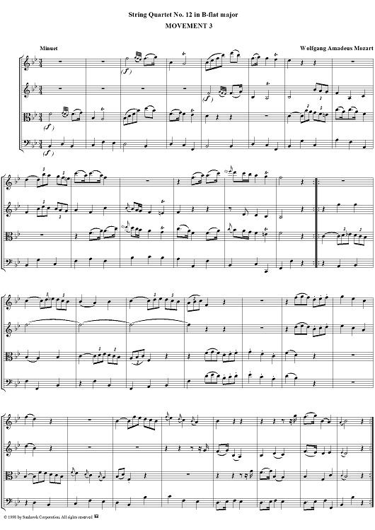 Quartet No. 12, Movement 3 - Score