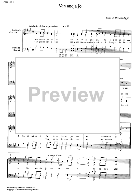 Ven ancja jò - Score