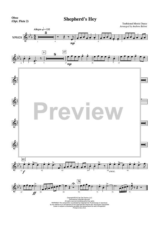 Shepherd’s Hey - Oboe (Opt. Flute 2)
