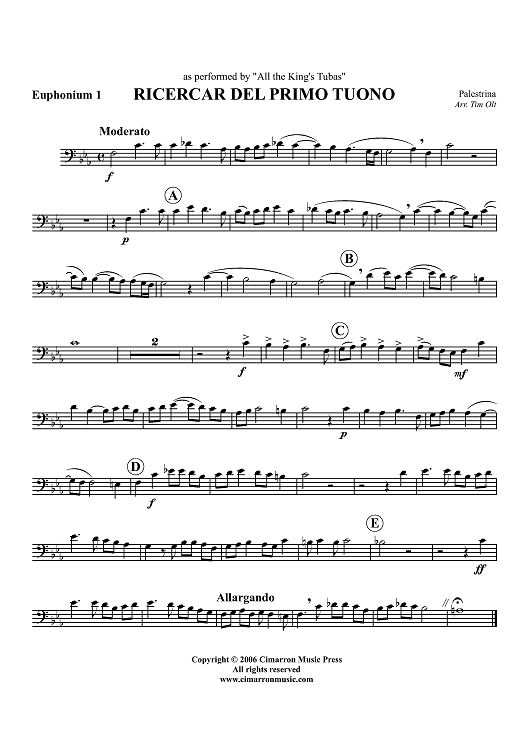 Ricercar del Primo Tuono - Euphonium 1 BC/TC