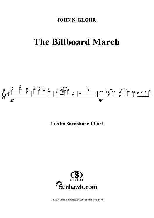 The Billboard March - Alto Saxophone 1