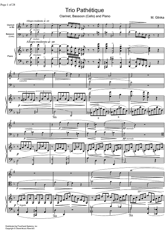 Trio Pathetique - Score