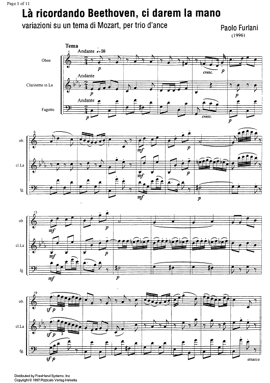 Là, ricordando Beethoven, ci darem la mano - Score