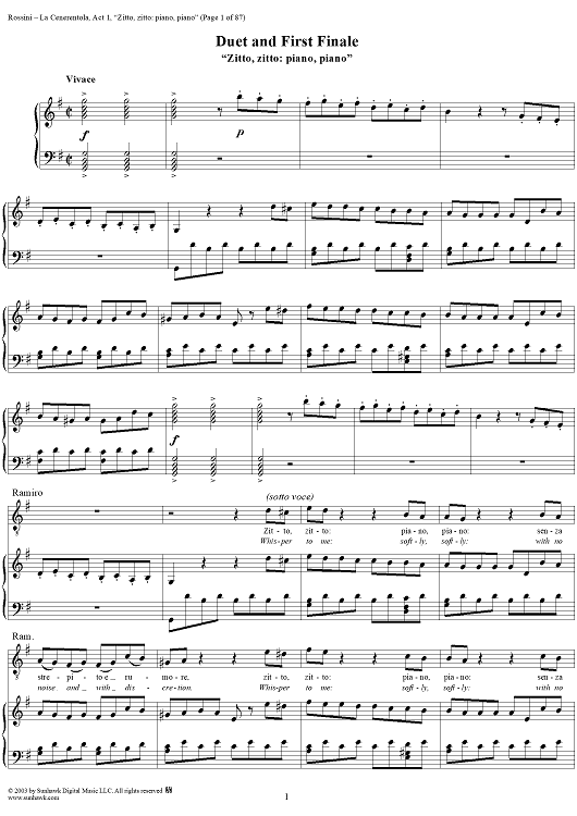 La Cenerentola, Act 1, Duet and First Finale - Vocal Score&quot