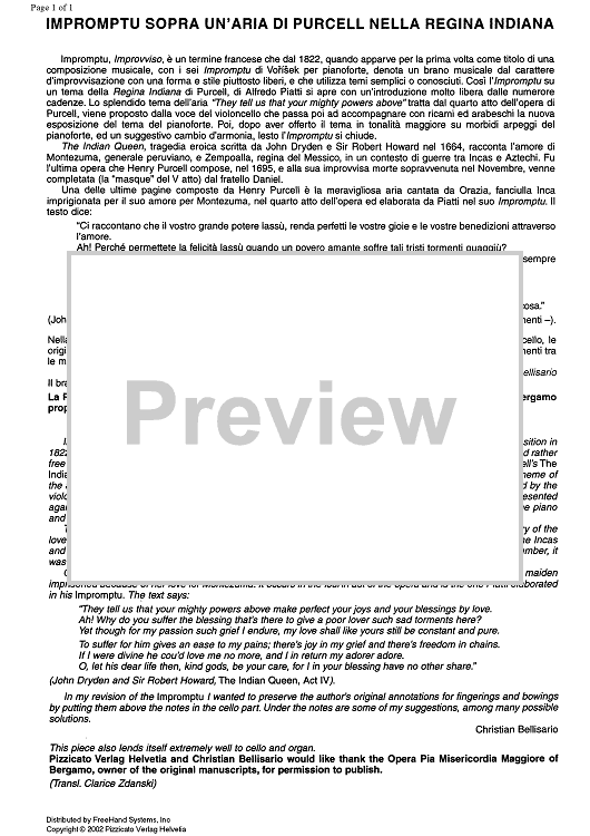 Impromptu sopra un'aria di Purcell - Preface