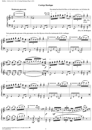 Sylvia, Act 1, No. 6: Cortége Rustique - Piano Score