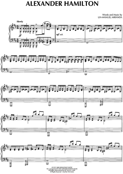 Lin Manuel Miranda You Will Be Back Hamilton Lyrics Piano