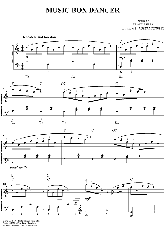 Music Box Dancer" Sheet Music for Easy Piano/Chords Sheet Music Now
