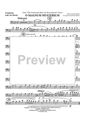 O Magnum Mysterium - Trombone (sub. for Horn)