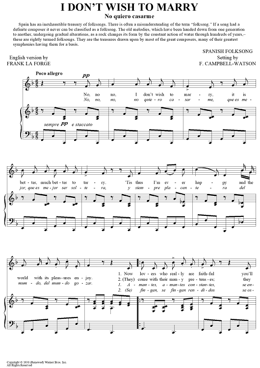 I Don't Wish To Marry (No quiero casarme)