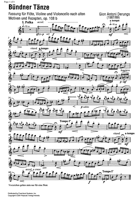 Bündner Tänze Op.108b - Flute