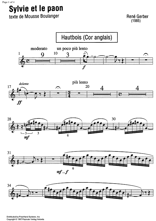 Sylvie et le paon - Oboe