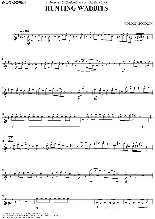 Hunting Wabbits - E-flat Alto Saxophone