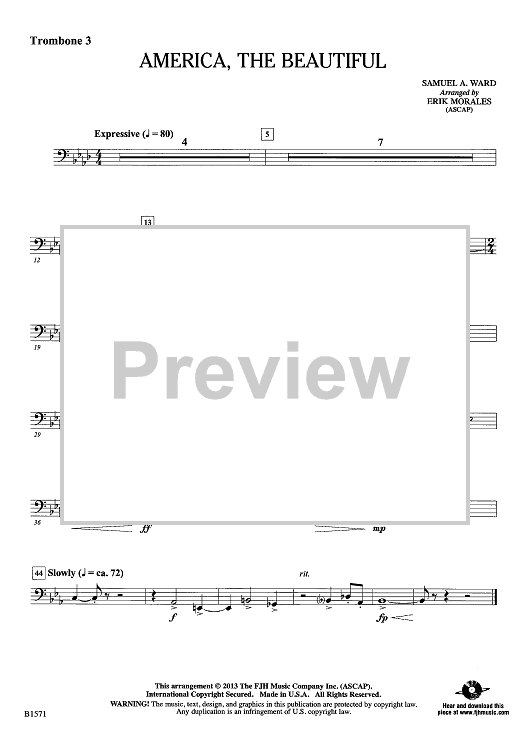 America, the Beautiful - Trombone 3