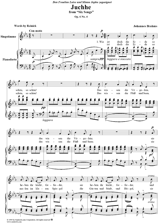 Juchhe - From "Six Songs" op. 6, no. 4
