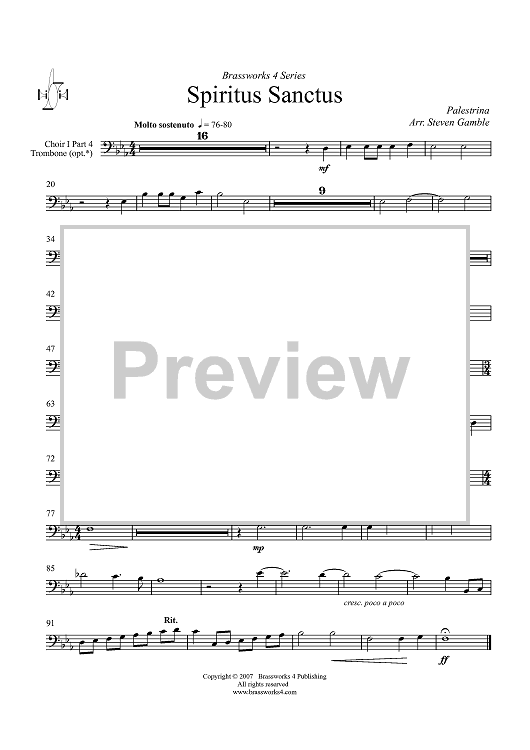 Spiritus Sanctus - Choir I Part 4, Trombone (Opt.)