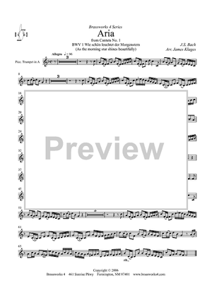 Aria (from Cantata No. 1) - Piccolo Trumpet in A