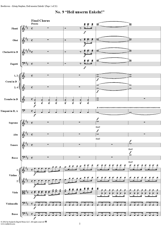 Final Chorus: Heil unserm Enkeln!, No. 9 from "König Stephan", Op. 117 - Full Score