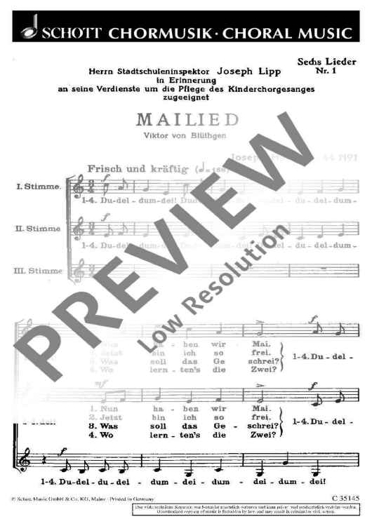 Sechs Lieder - Choral Score