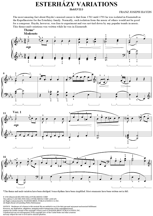 Esterházy Variations (HobXVII/3)