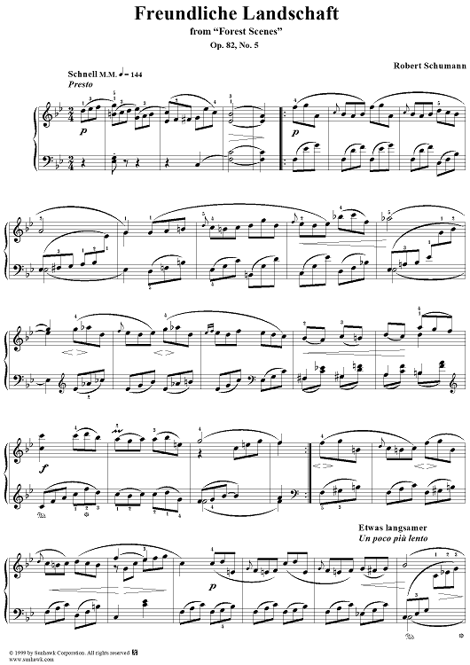 Waldszenen, Op. 82, No. 5 Freundiche Landschaft