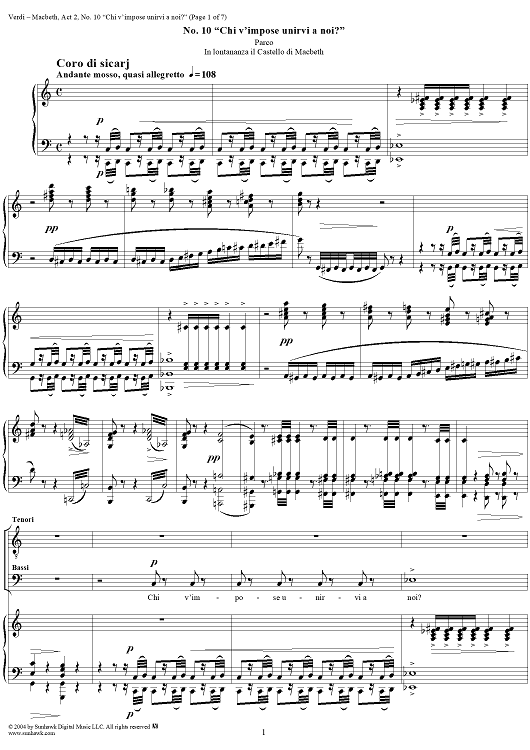 Macbeth, Act 2, No. 10, Choir. "Chi v'impose unirvi a noi?"