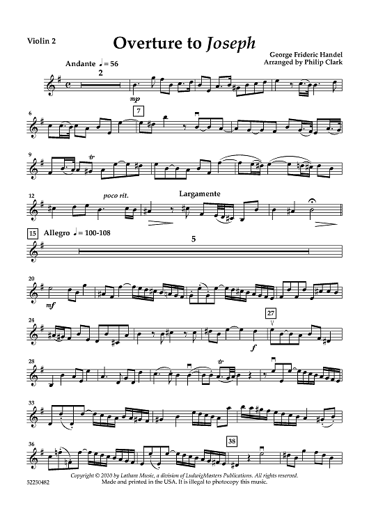 Overture to Joseph - Violin 2