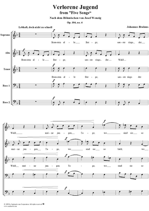 Five Songs, Op. 104, No. 4, Verlorene Jugend