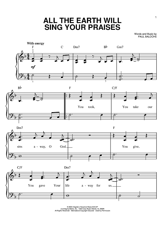 All The Earth Will Sing Your Praises