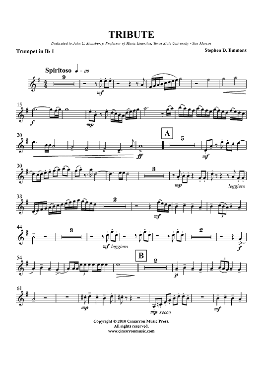 Tribute - Trumpet 1 in Bb