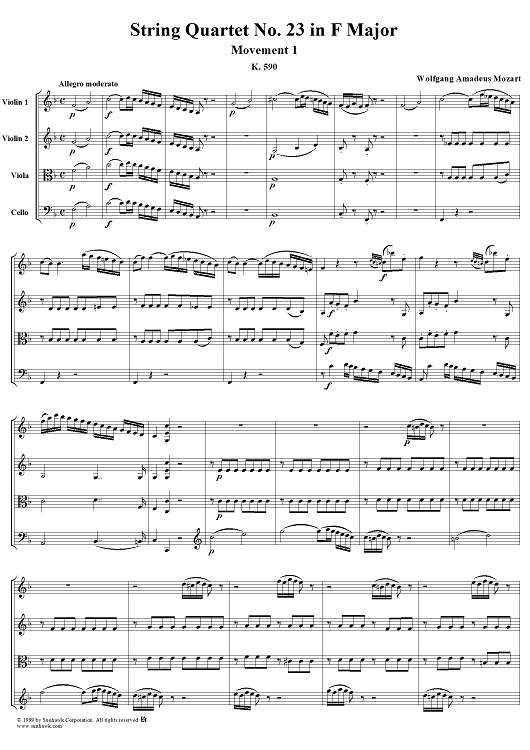 Quartet No. 23, Movement 1 - Score
