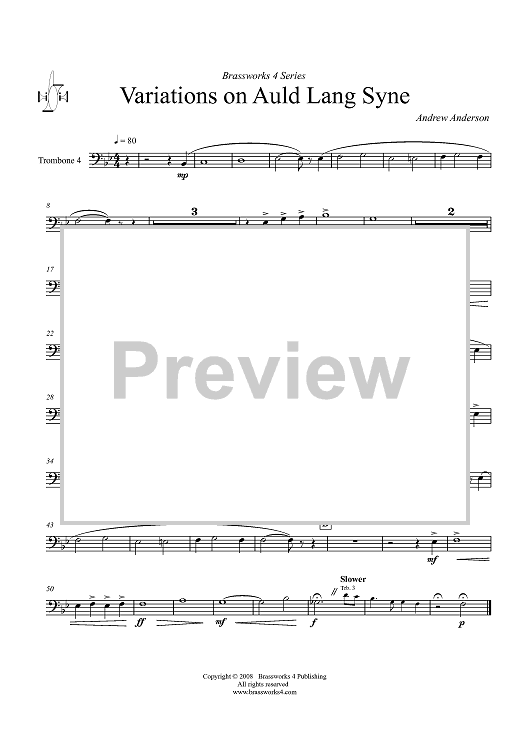 Variations on Auld Lang Syne - Trombone 4