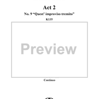 Recitative and Aria: Quest' improviso tremito, No. 9 from "Lucio Silla", Act 2 - Full Score