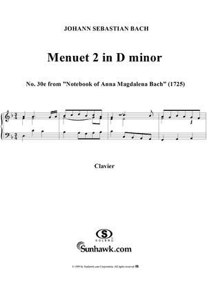 Minuet II in D Minor from the Notebook of Anna Magdelena Bach