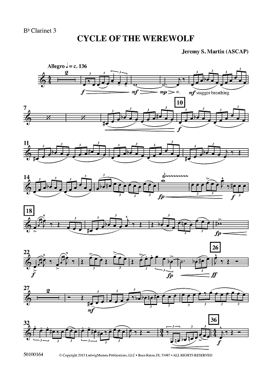 Cycle of the Werewolf - Clarinet 3 in Bb