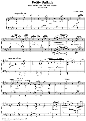 Petite Ballade, No. 4 from "Twenty Four Morceau Characteristiques", Op. 36