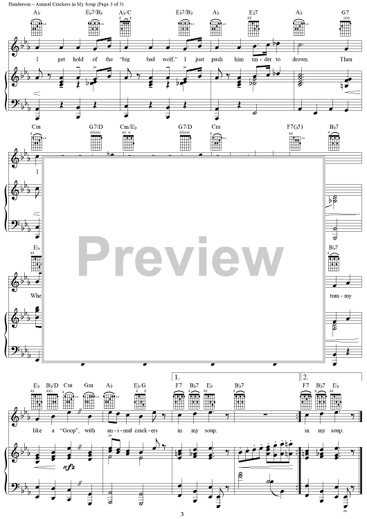 Animal Crackers in My Soup" Sheet Music by Shirley Temple for Piano