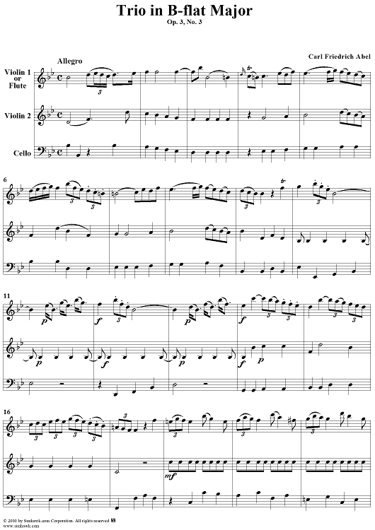 Trio in B-flat Major Op. 3, No. 3 - Score