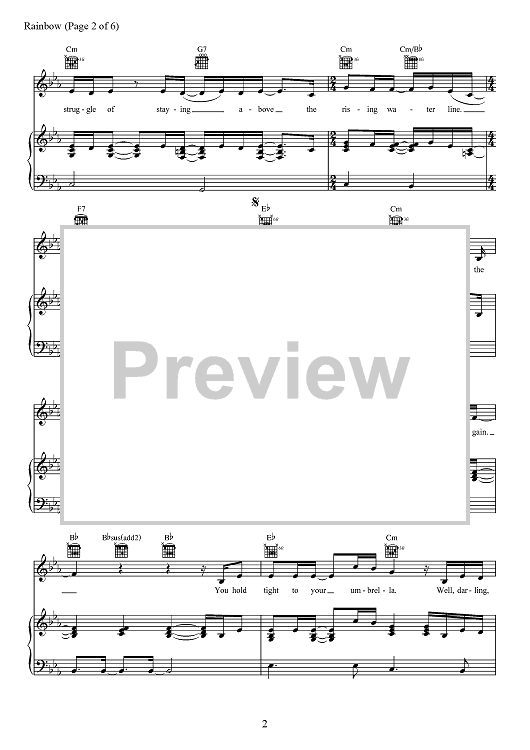 Rainbow" Sheet Music by Kacey Musgraves for Piano/Vocal/Chords Sheet