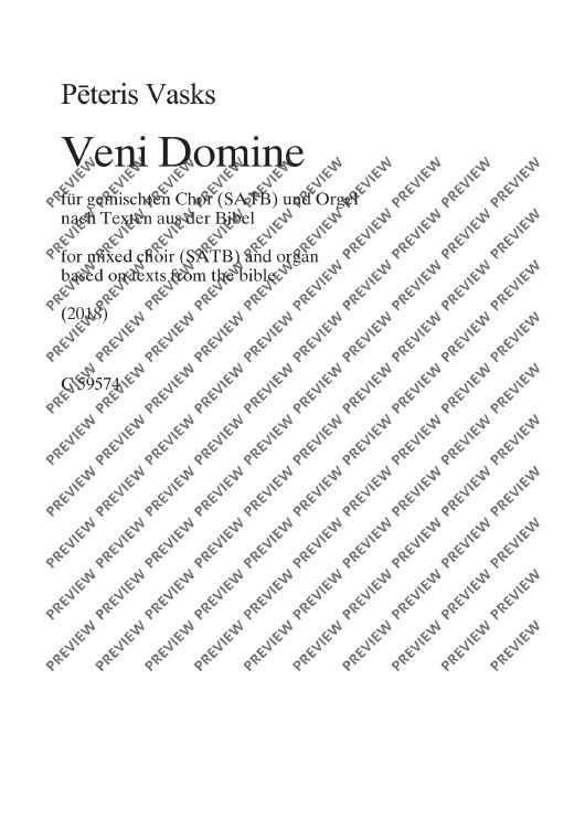 Veni Domine - Choral Score