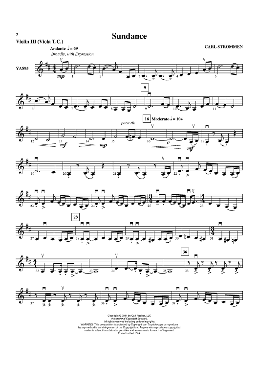 Sundance - Violin 3 (Viola T.C.)