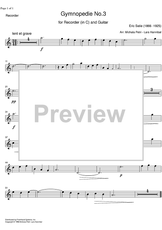 Gymnopedie No. 3 - Recorder