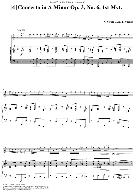 Concerto in A Minor Op. 3, No. 6, 1st Mvt.