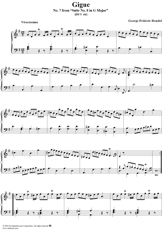 Suite no. 7 in G major, HWV441, no. 7:  Gigue