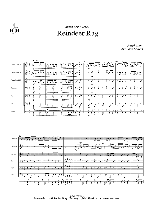 Reindeer Rag - Score