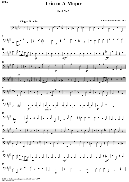 Trio in A Major Op. 3, No. 5 - Cello