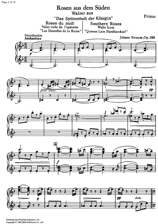 Rosen Aus Dem Süden Op.388 - Piano 1