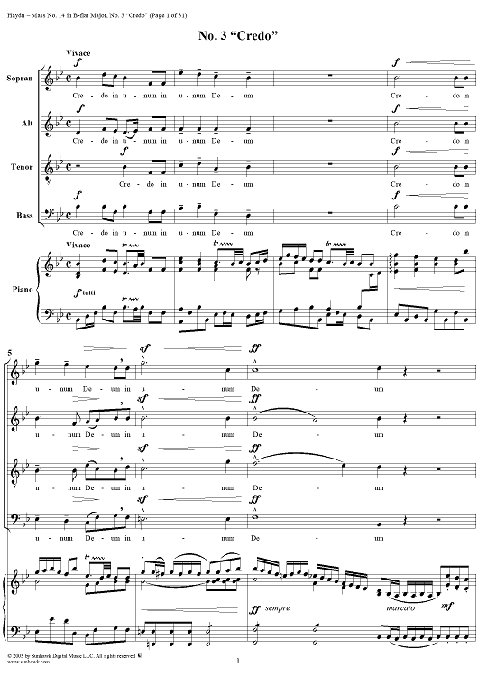 Mass No. 14 in B-flat Major, "Harmoniemesse"/"Wind Band Mass": No. 3. Credo
